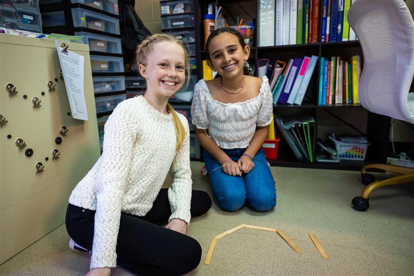 Hunters Bend Elementary fifth graders in class